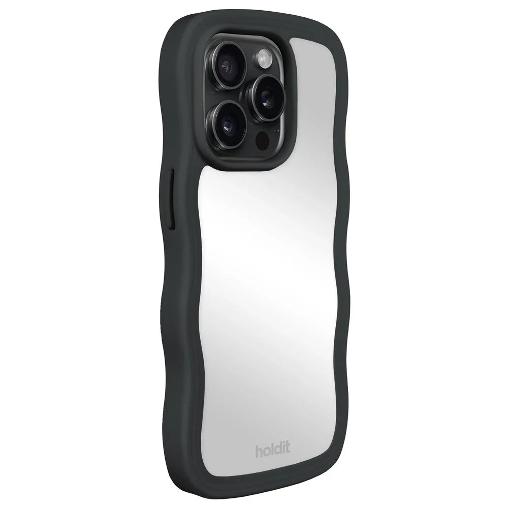 Cover til iPhone 15 Pro Max - Wavy Black / Mirror
