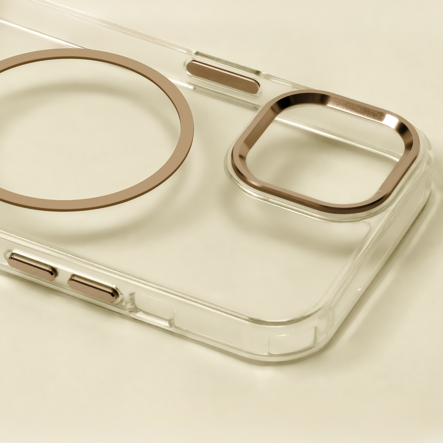 Thin Clear Mag Case til iPhone 17 røðina - Gold - vel tína telefon