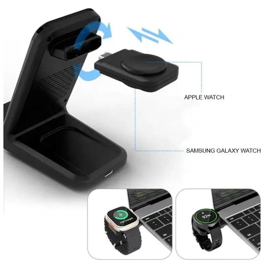 Dokkstøð 3 í 1 tráðleys løðing 15W - svørt - SPAR 13 %