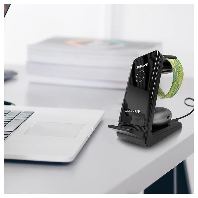 Dokkstøð 3 í 1 tráðleys løðing 15W - svørt - SPAR 13 %