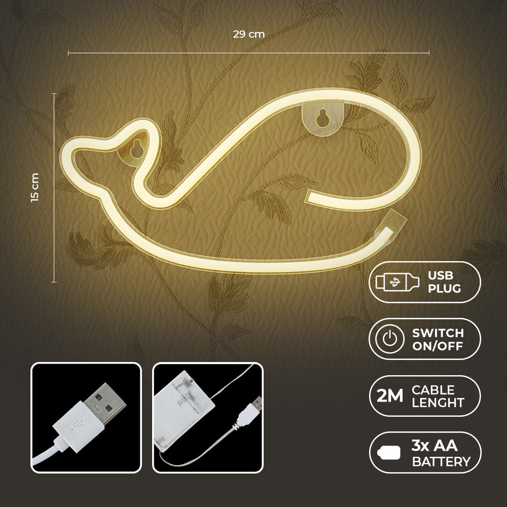 Whale LED Neon Light Warm White