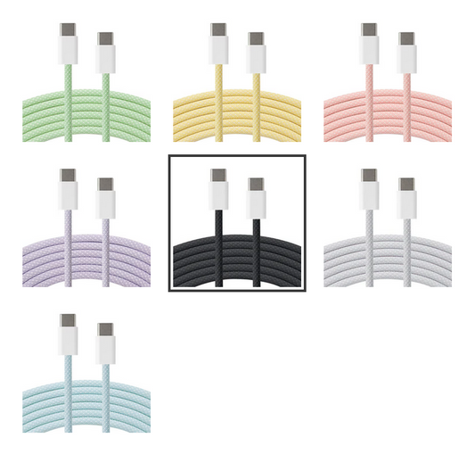 USB-C til USB-C kaðal PD 60W - 2 metrar - 7 ymiskir litir - NÝTT