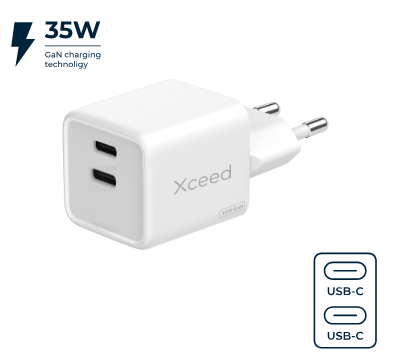 Løðari 35W GaN tøkni við 2 stk x USB-C