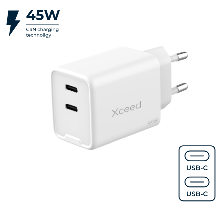 Løðari 45W GaN tøkni við 2 stk x USB-C