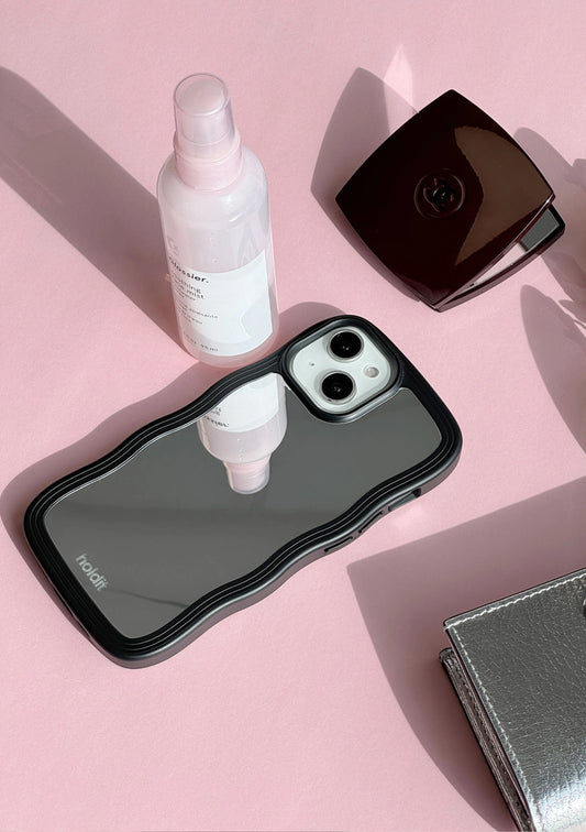 Cover til iPhone 14 Pro - Wavy Black / Mirror