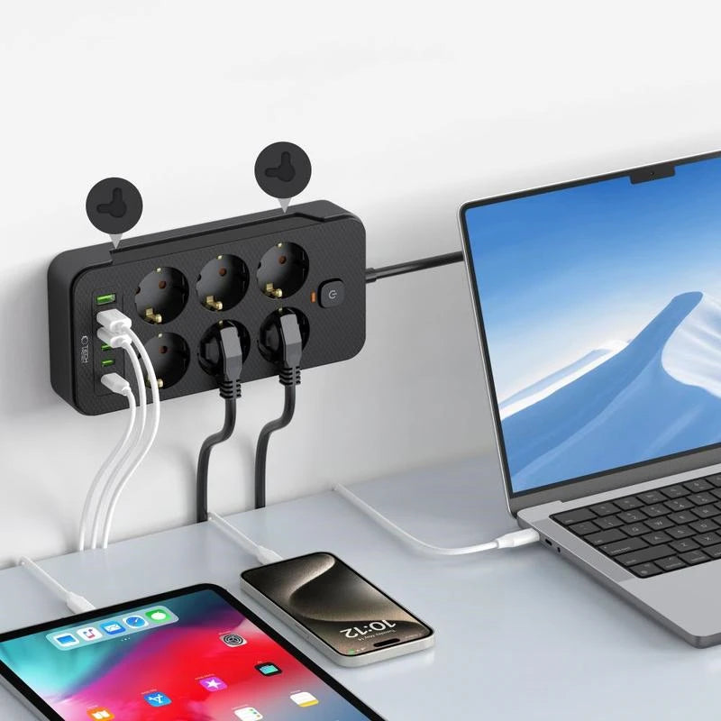 Streymstikk 2 metrar við 3 x USB-A / 3 x USB-C / 6 x streym - NÝTT