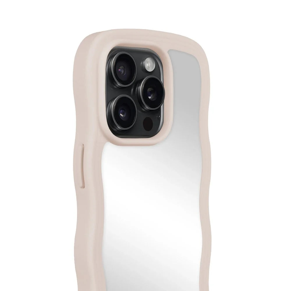 Cover til iPhone 15 Pro Max - Wavy Light Beige / Mirror