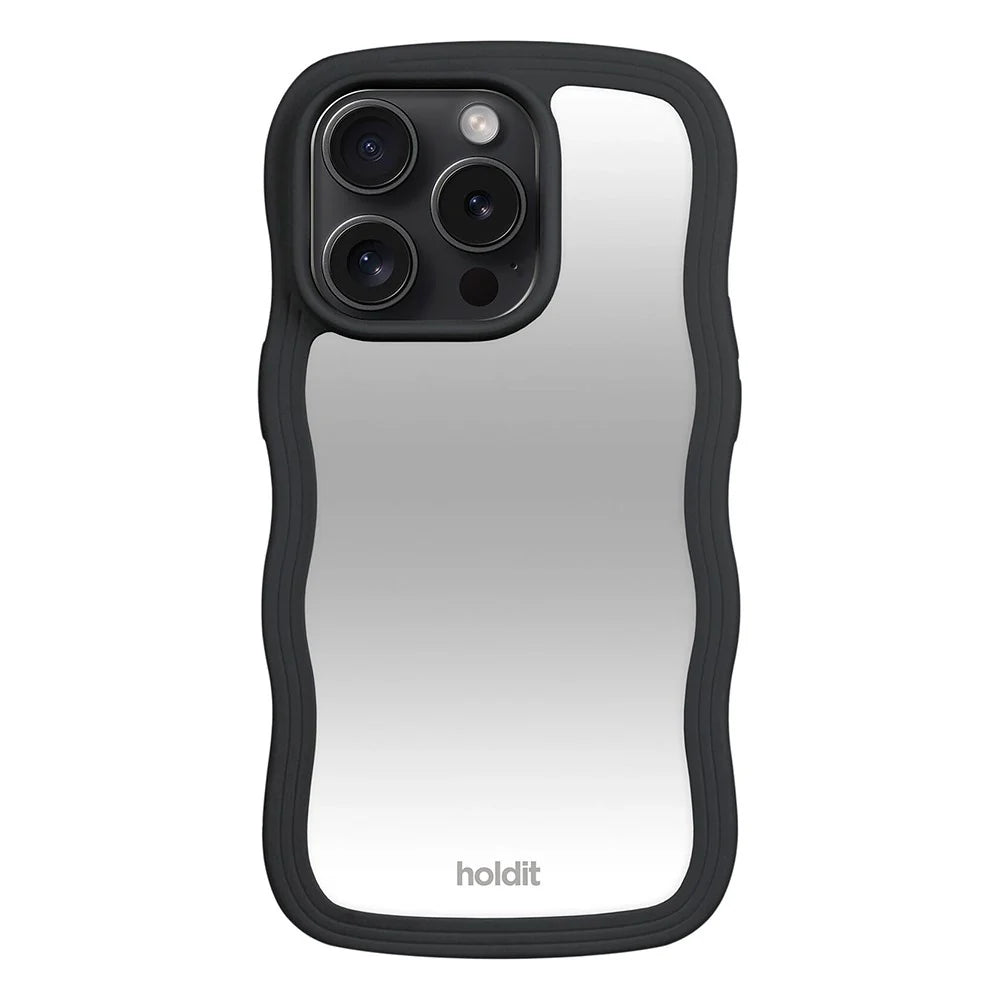 Cover til iPhone 15 Pro - Wavy Black / Mirror