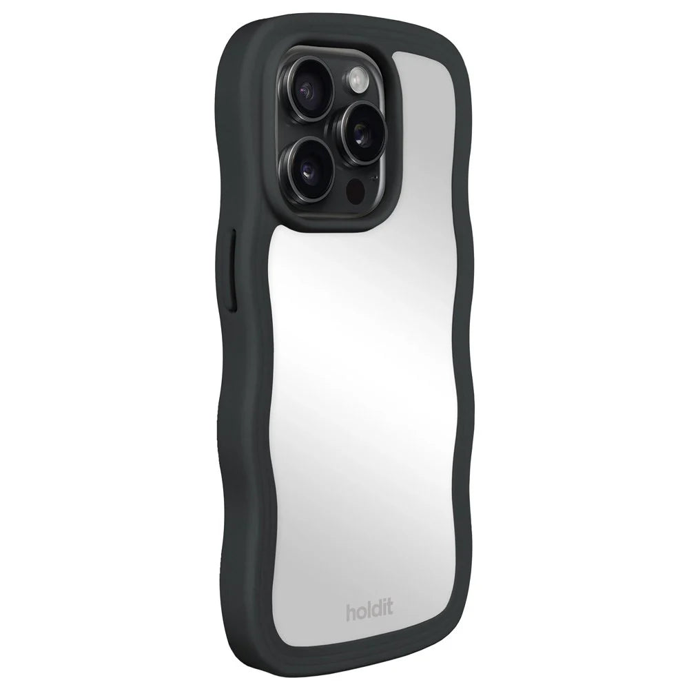 Cover til iPhone 15 Pro - Wavy Black / Mirror