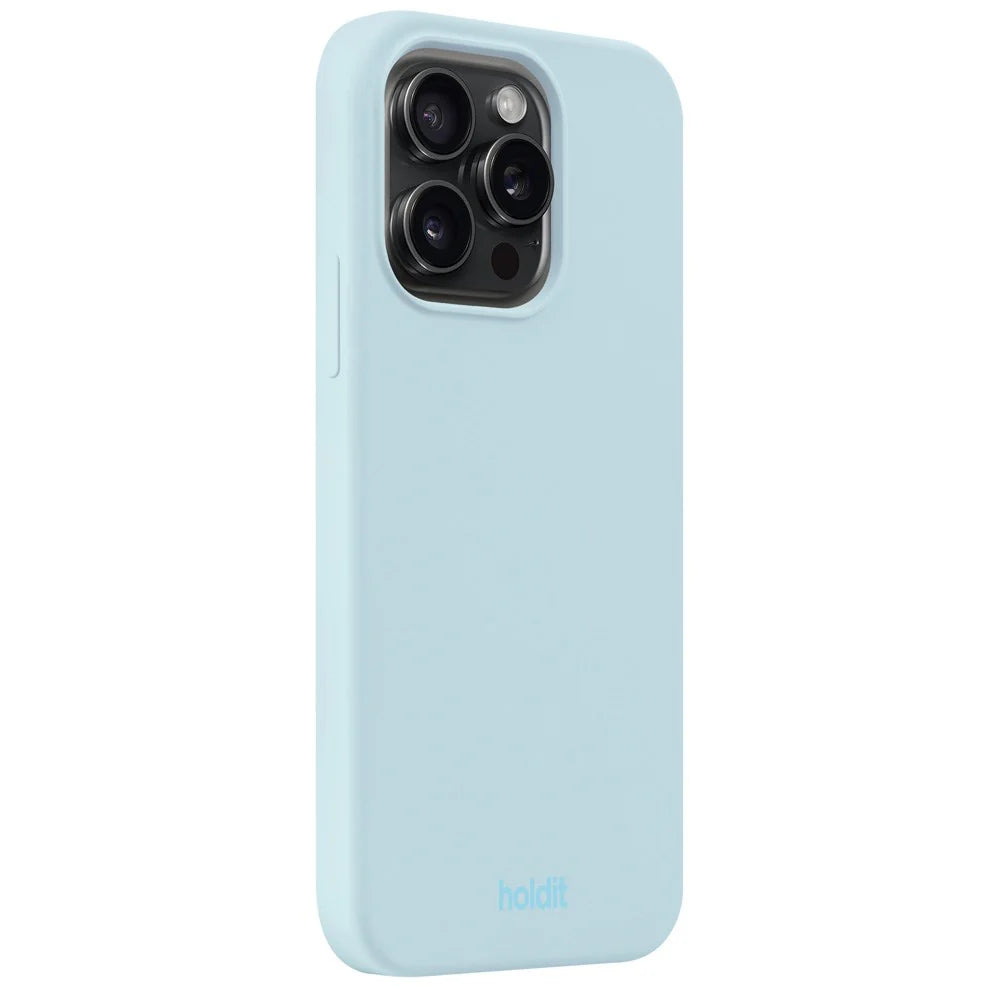Cover til iPhone 15 Pro - Soft Touch Silikone Case - Mineral Blue