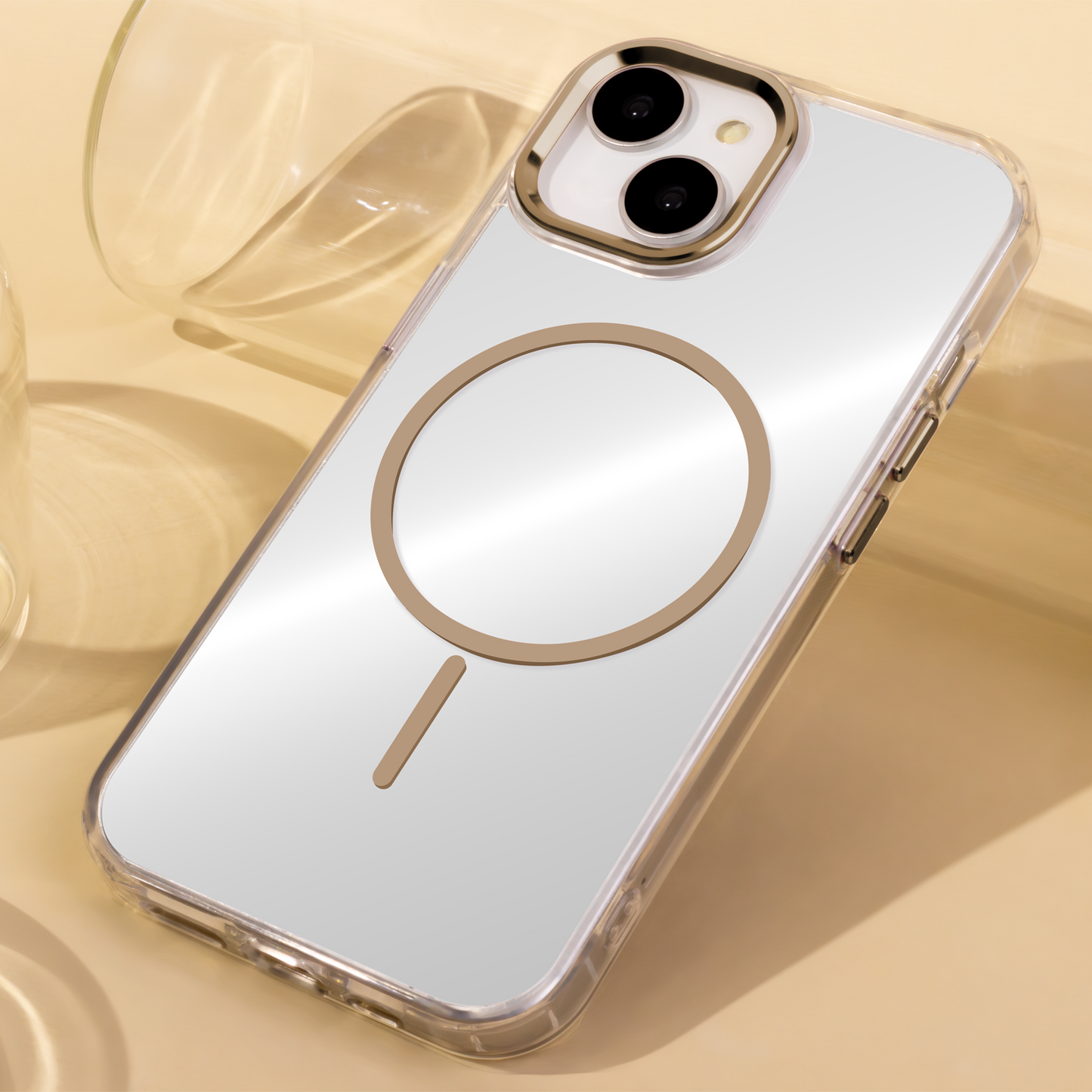 Thin Clear Mag Case til iPhone 17 røðina - Gold - vel tína telefon