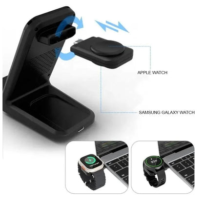 Dokkstøð 3 í 1 tráðleys løðing 15W - svørt - SPAR 13 %