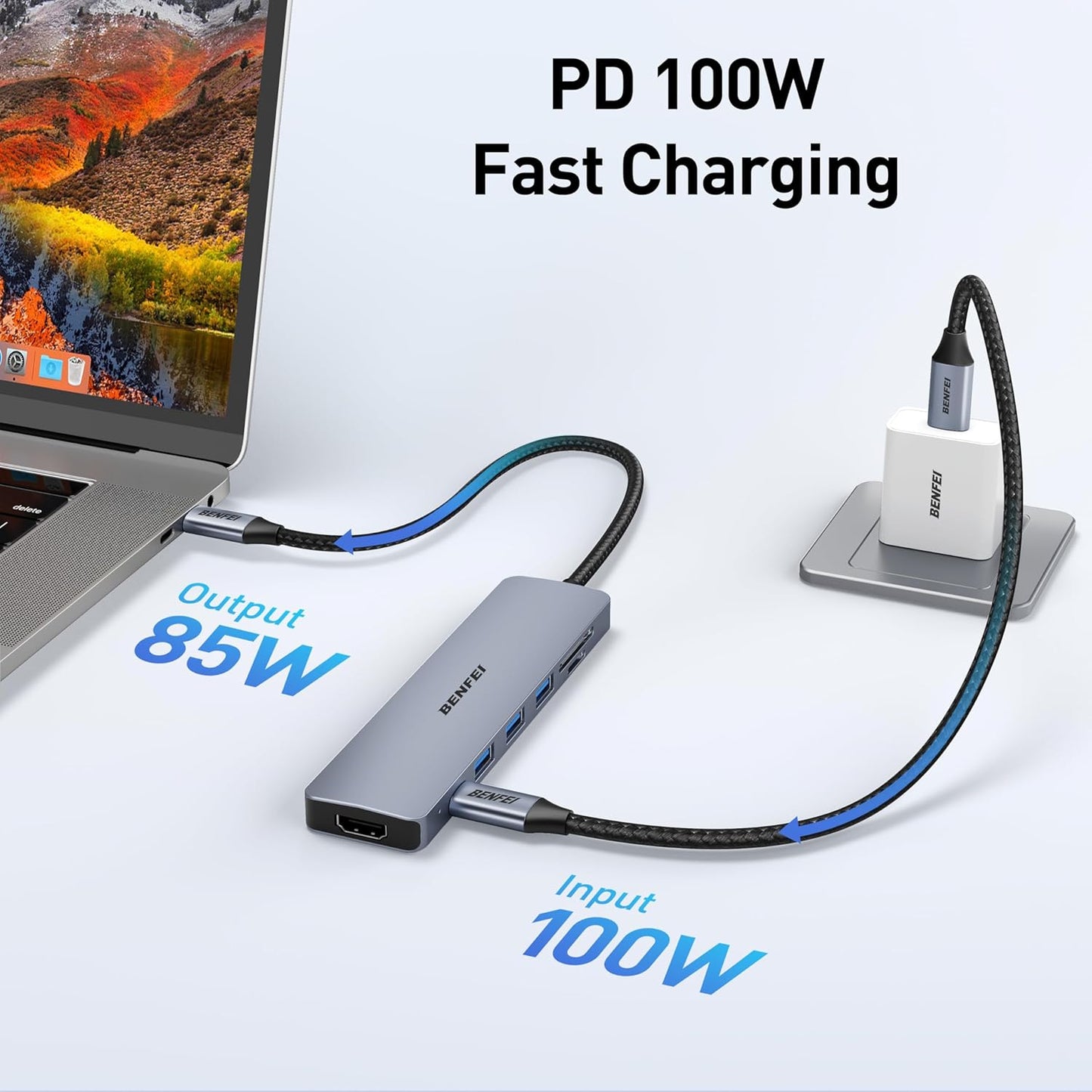 BENFEI multi adapter / hub 7 in 1 - USB-C 100W - NÝTT