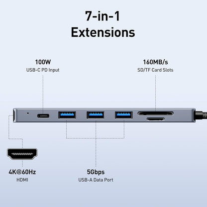 BENFEI multi adapter / hub 7 in 1 - USB-C 100W - NÝTT