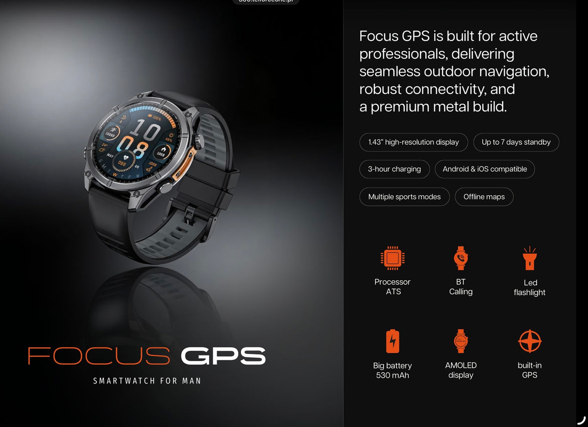 Forever smartwatch Focus GPS SW-900 Black - NÝTT