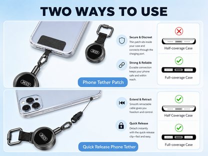 Anti-theft phone lanyard 60cm - Black - NÝTT