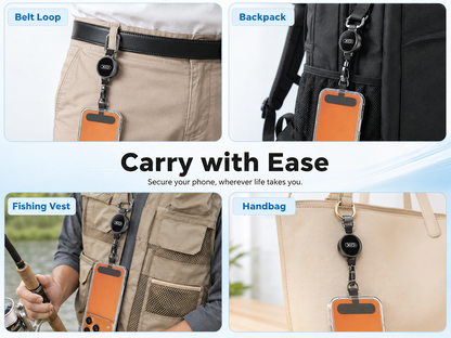 Anti-theft phone lanyard 60cm - Black - NÝTT