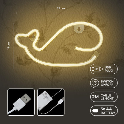 Whale LED Neon Light Warm White
