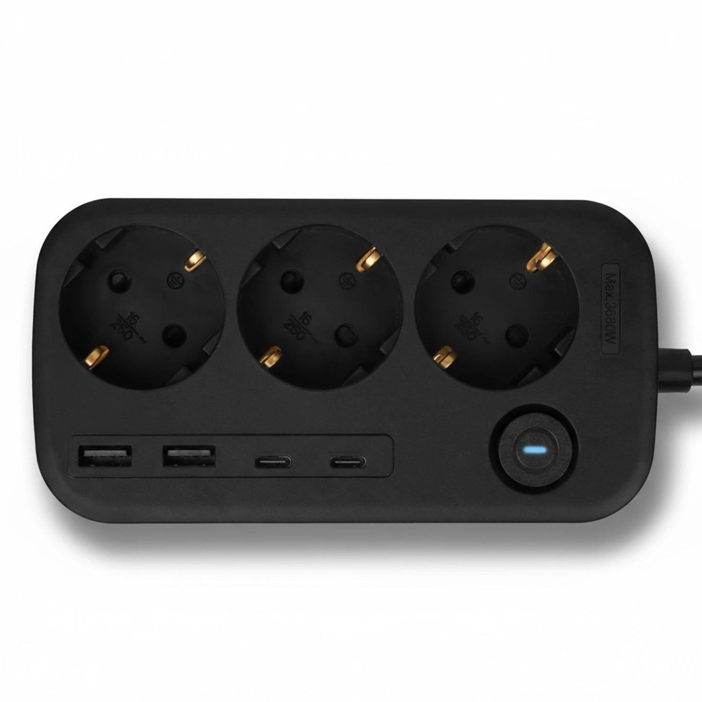 Streymstikk Power Oval við 2 x USB-A / 2 x USB-C / 3 x streym - NÝTT