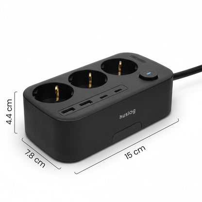 Streymstikk Power Oval við 2 x USB-A / 2 x USB-C / 3 x streym - NÝTT