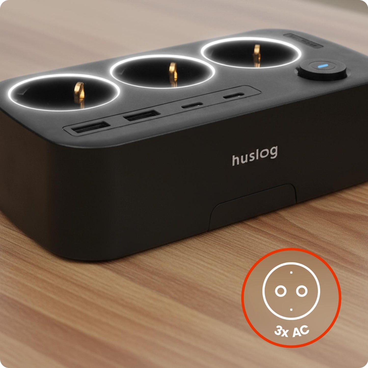 Streymstikk Power Oval við 2 x USB-A / 2 x USB-C / 3 x streym - NÝTT