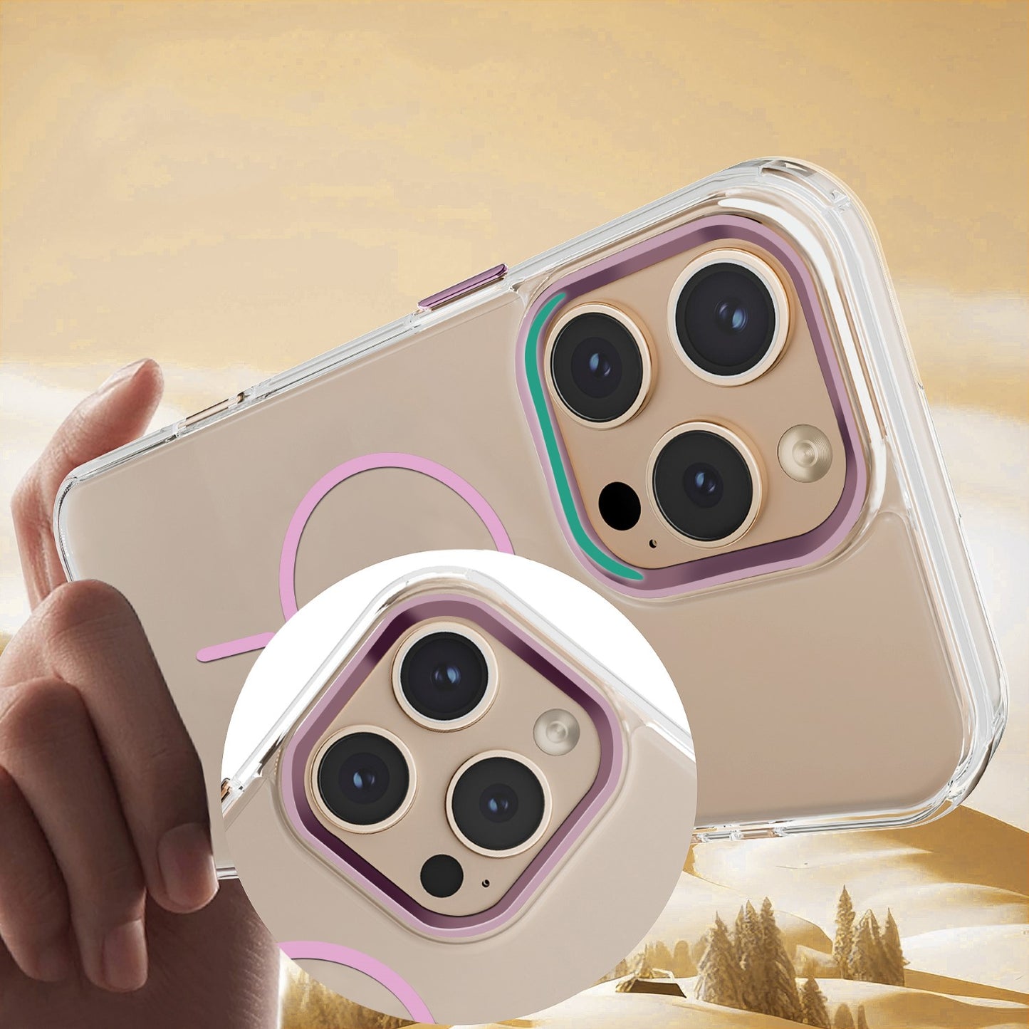 Thin Clear Mag Case til iPhone 17 røðina - Pink - vel tína telefon