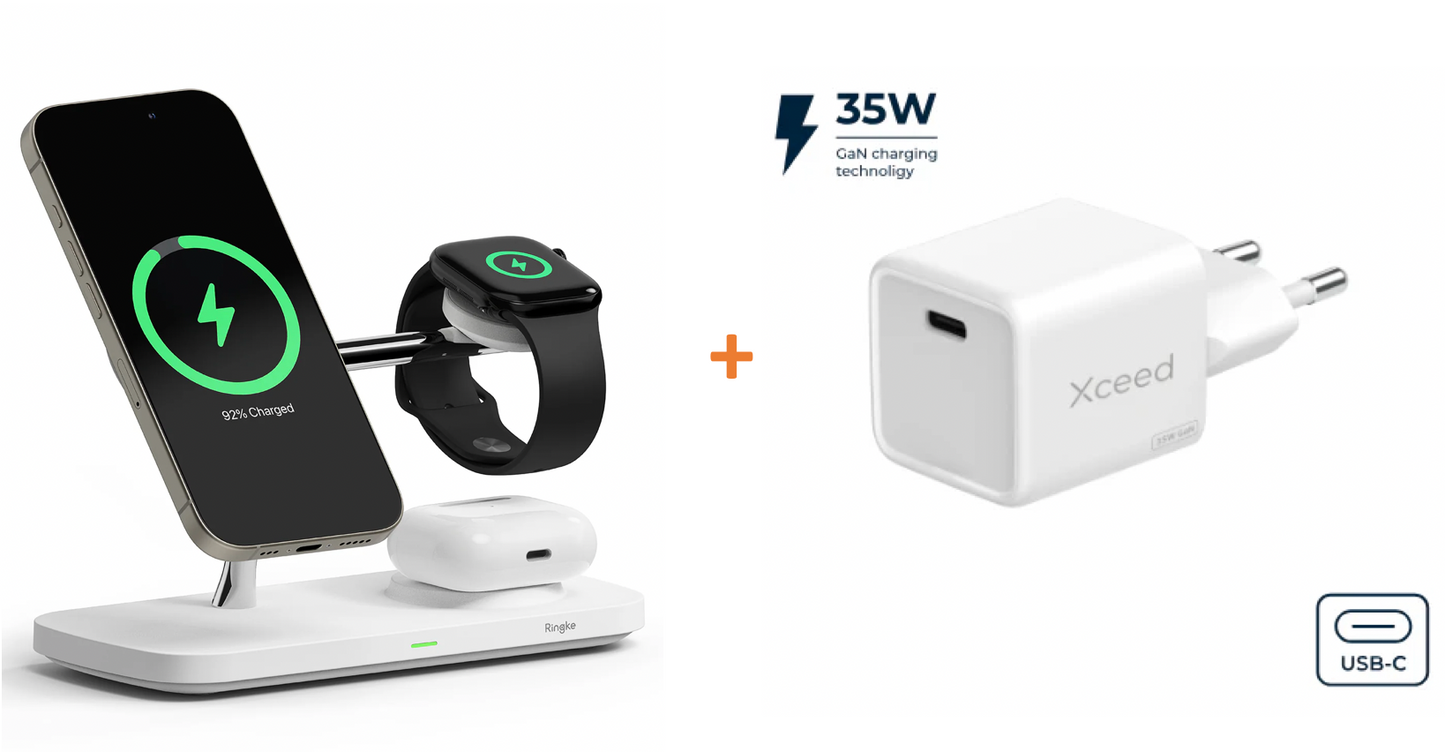 Dokkstøð Qi2 + 35W løðari til USB-C
