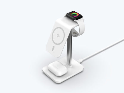 Dokkstøð 3 í 1 tráðleys løðing Qi2 - 15W - NÝTT