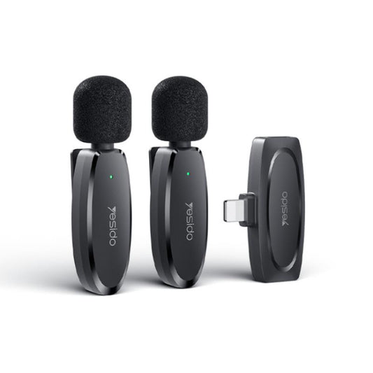 YESIDO KR14 - 2 stk clip-on tráðleysar mikrofonir við Lightning - NÝTT