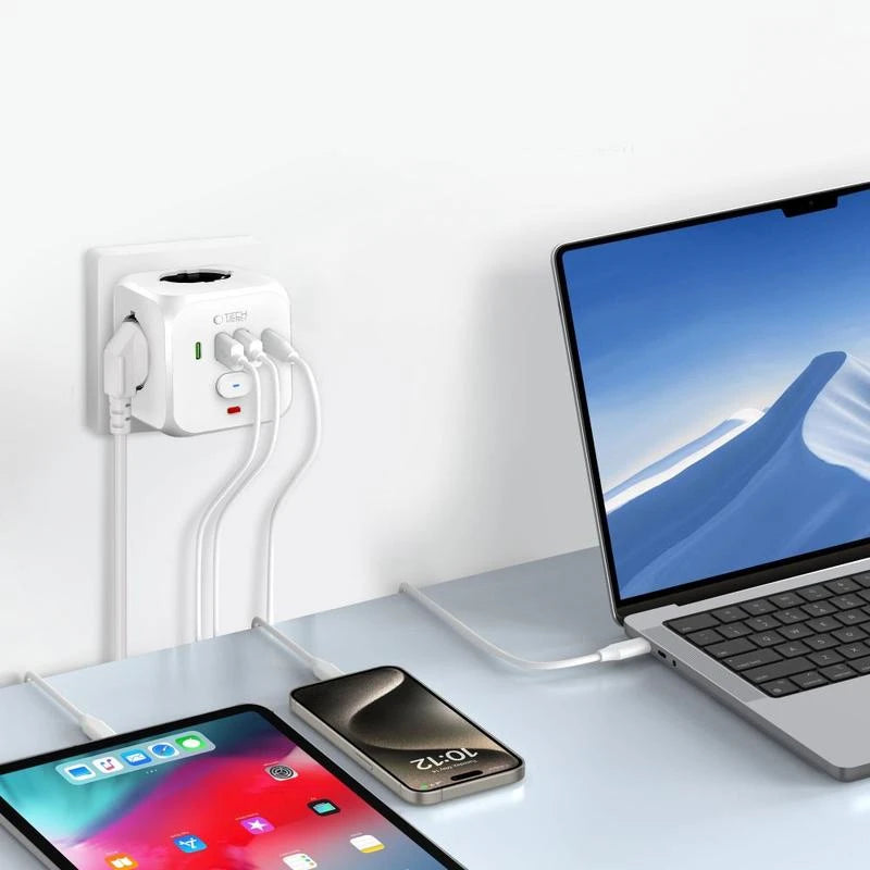 Streymstikk multiport - 2 x USB-A / 2 x USB-C / 3 x streym - NÝTT