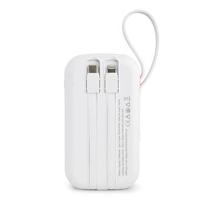 Powerbank 10.000mAh við innbygdum kaðalum - NÝTT