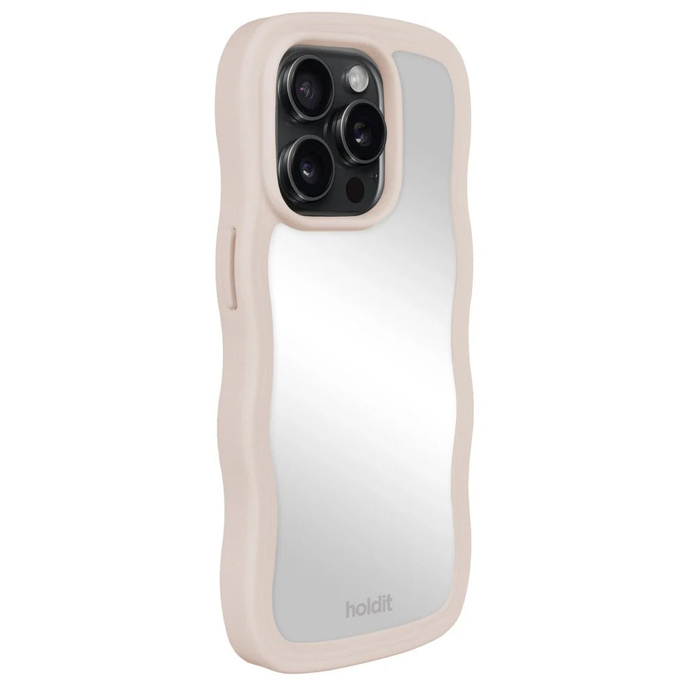 Cover til iPhone 15 Pro Max - Wavy Light Beige / Mirror