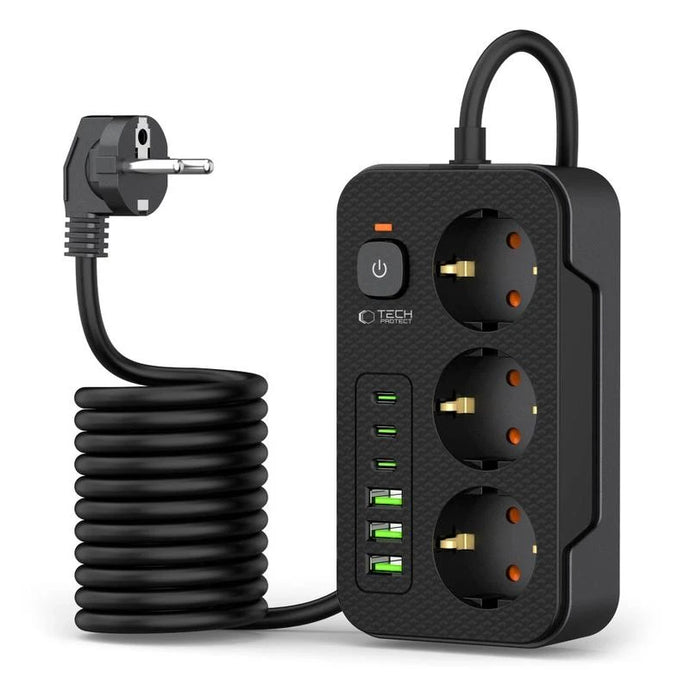 Streymstikk 2 metrar við 3 x USB-A / 3 x USB-C / 3 x streym - NÝTT