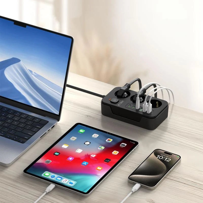 Streymstikk 2 metrar við 3 x USB-A / 3 x USB-C / 3 x streym - NÝTT