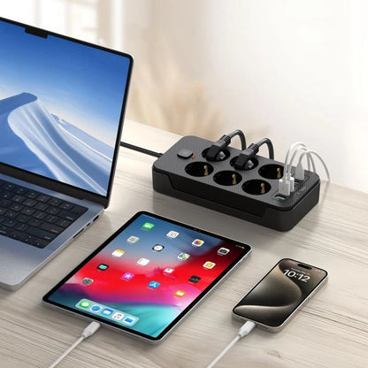 Streymstikk 2 metrar við 3 x USB-A / 3 x USB-C / 6 x streym - NÝTT